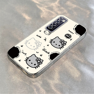 黑白凯蒂猫适用华为Nova7手机壳HUAWEI可爱卡通KT猫Pro电镀软壳男女情侣7se新款创意全包边防摔高级感超薄潮