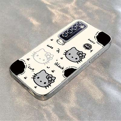 黑白凯蒂猫适用华为Nova7手机壳HUAWEI可爱卡通KT猫Pro电镀软壳男女情侣7se新款创意全包边防摔高级感超薄潮
