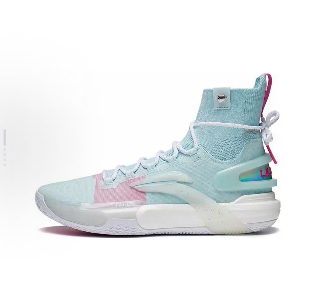 LiNing李宁 闪击9网布防滑耐磨 高帮 篮球鞋 男款浅蓝色ABAT013-1