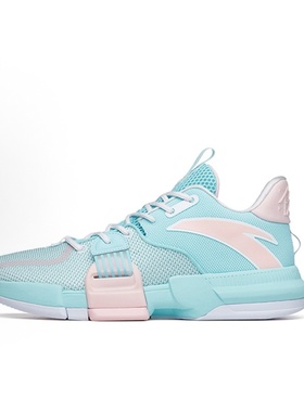 Anta安踏 轻狂1 TD织物合成革 AUTO-ARCH 篮球鞋 蓝粉112221618-3