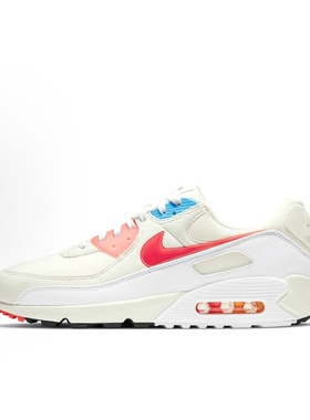 Nike Air Max 90防滑耐磨低帮 气垫跑步鞋 男款 米红蓝DD8496-161