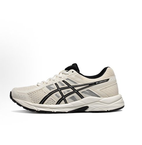 Asics Gel-Contend 4织物合成革低帮跑步鞋 女款 米白黑T8D9Q-112