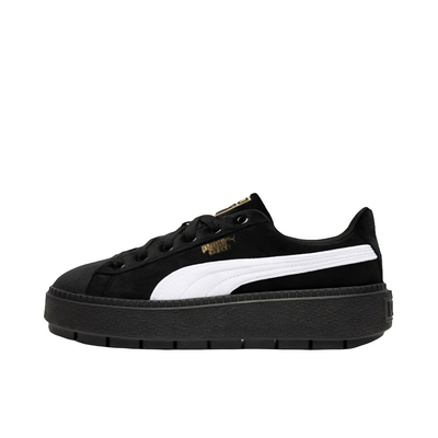 PUMA Platform Trace V 绒面革 防滑 低帮  女款 黑白372613-01