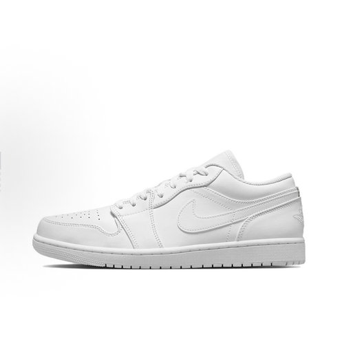 Jordan Air Jordan 1 皮革 潮流 低帮篮球鞋 男款 白色553558-136