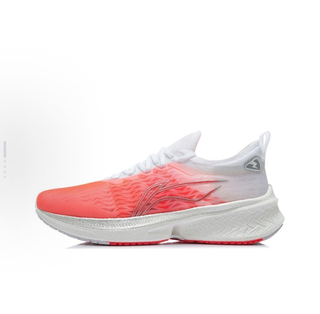 LiNing李宁 飞电 一体织回弹支撑 跑步鞋 男款荧光果红ARMR005-13