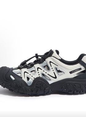 CAMEL骆驼 丑萌 2.0免系带 低帮 女款L24S076620米银黑（洞洞款）