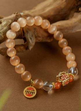 天然黄水晶手链女ins小众设计