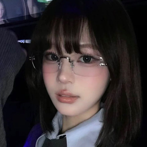 素颜纯欲金丝无框眼镜近视女