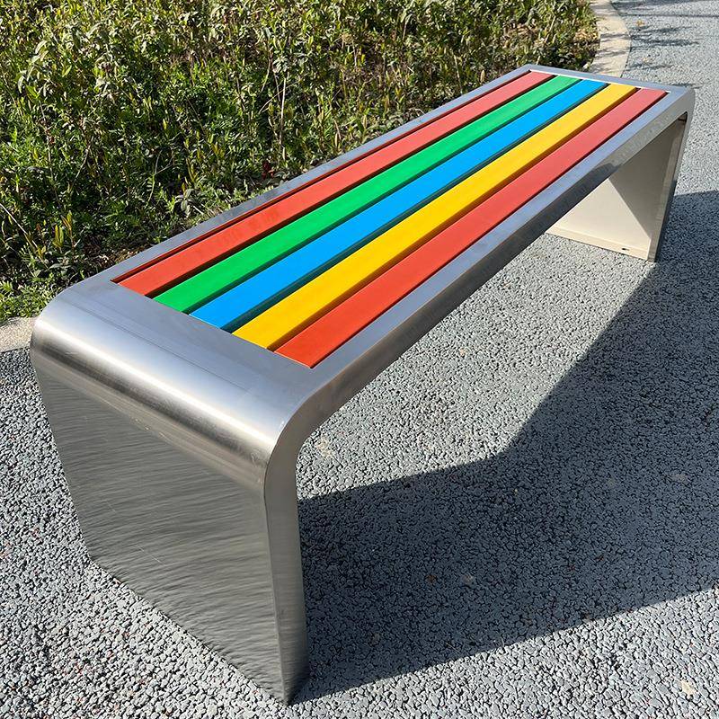 不锈钢公园椅户外长椅庭院小区长条凳子室外防腐木塑木休闲长凳