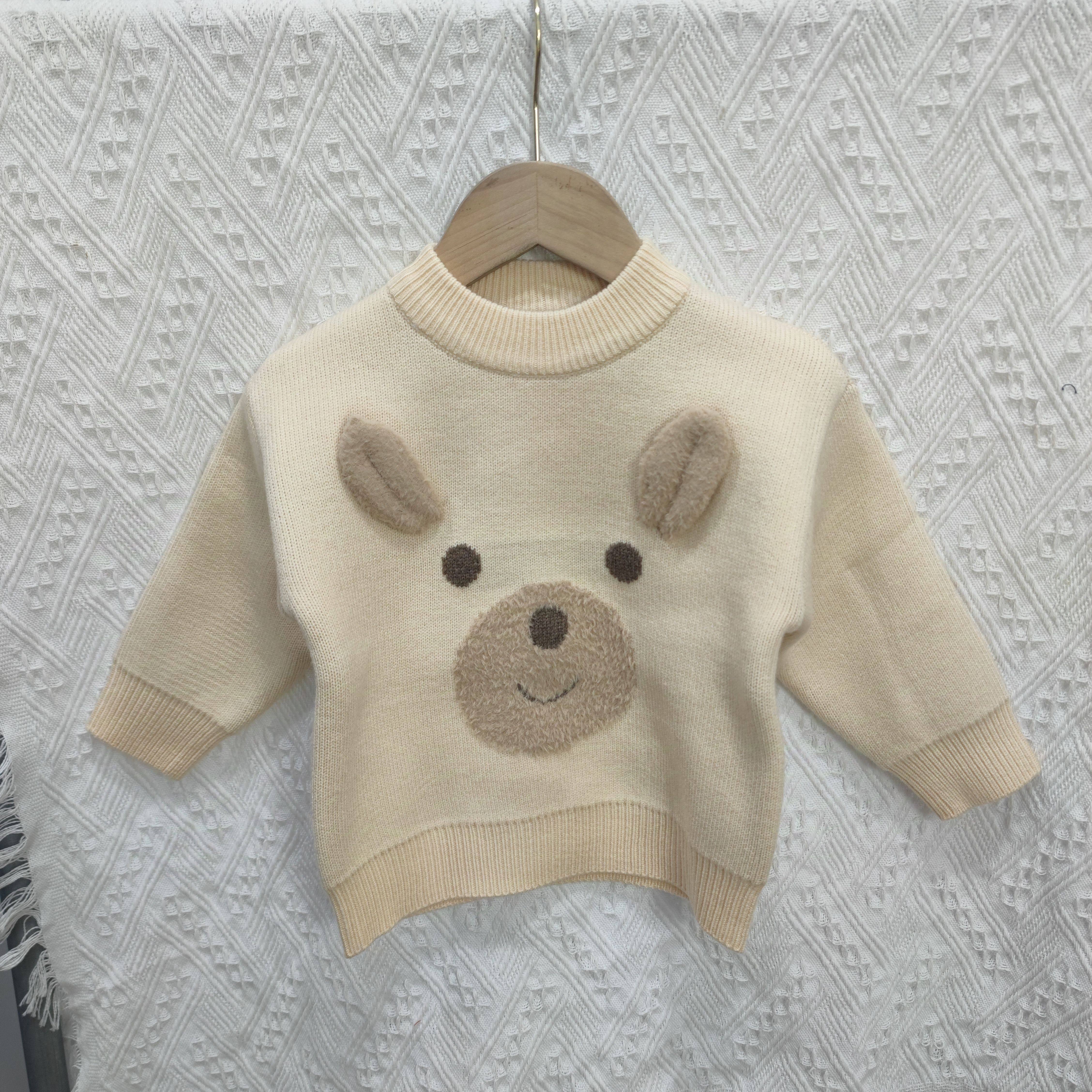 艾尚青苹果品牌深秋冬新款韩版小熊可爱加绒加厚毛衣男女小童