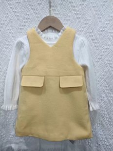 与虫品牌童装秋冬款女童毛呢背心裙连衣裙夹棉韩版呢子裙连衣裙