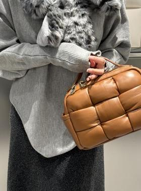 Roberta Gandolfi意大利复古轻奢时尚小羊皮方格手提包女斜挎包