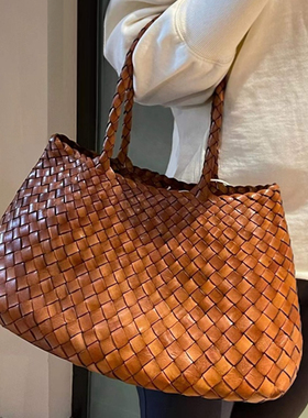 正品sasa同款8892大号Dragon Diffusion法式篮子牛皮编织包手提包