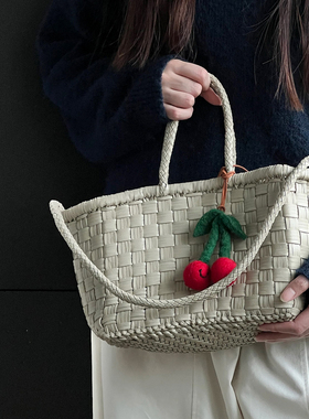 现货正品Dragon diffusion8932法式复古牛皮手工编织包菜篮子小众