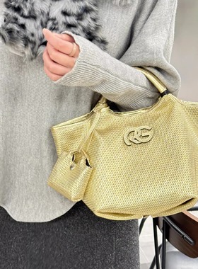 Roberta Gandolfi意大利高级感轻奢金属银色大容量手提包女斜挎包