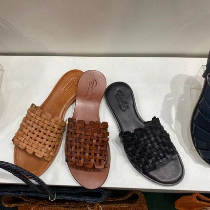 Dragon diffusion编织罗马凉鞋一字拖鞋牛皮休闲度假风百搭好穿女