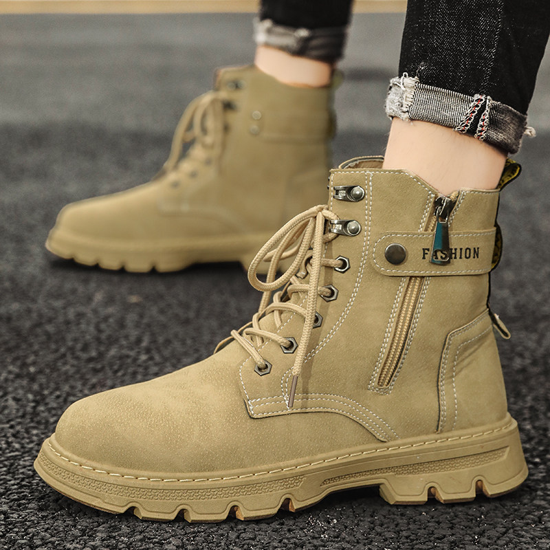 WORKWEAR RHUBARB BOOTS MENS 2024 NEW AUTUMN HIGH-TOP DESERT MARTIN BOOTS NON-SLIP WATERPROOF MENS COMBAT BOOTS WINTER