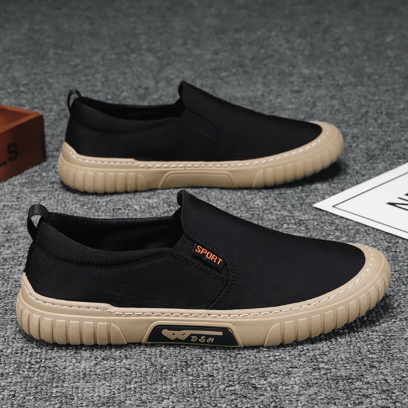 올드 베이징 천 신발 남성 겨울 노동 보험 작업 캔버스 신발 블랙 다재다능한 남성 슬립 온 게으른 콩 신발