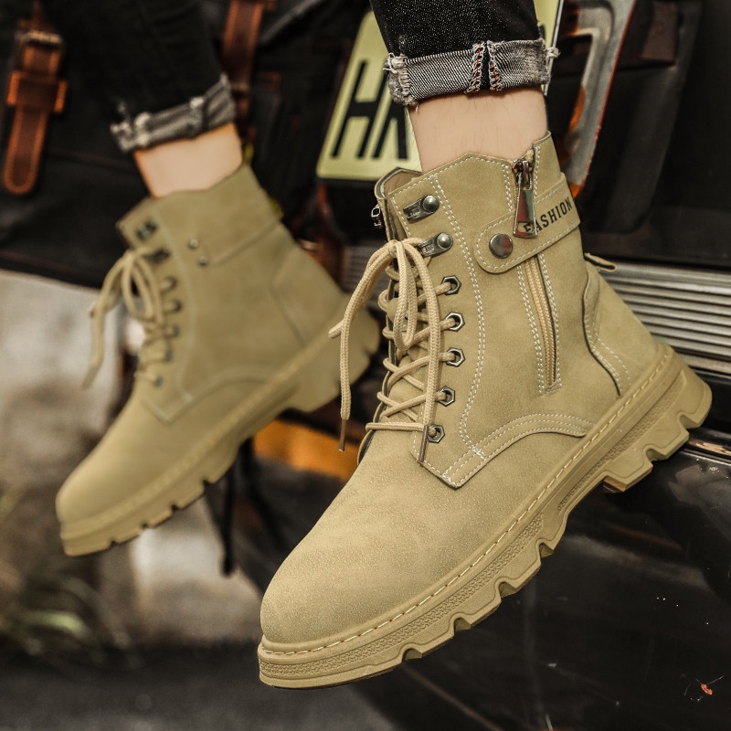 WORKWEAR RHUBARB BOOTS MENS 2024 NEW AUTUMN HIGH-TOP DESERT MARTIN BOOTS NON-SLIP WATERPROOF MENS COMBAT BOOTS WINTER