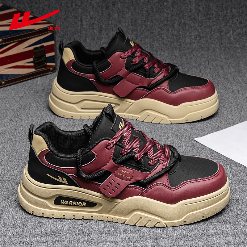 回力官方旗舰店男鞋枣红色板鞋