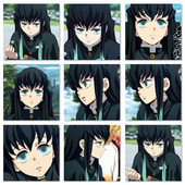 鬼灭之刃鬼杀队霞柱时透无一郎 diy数字油画填色手绘卧室装 饰画