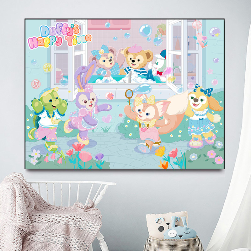 达菲和他的朋友们星黛露可琦安玲娜贝儿 diy数字油彩画填色装饰画