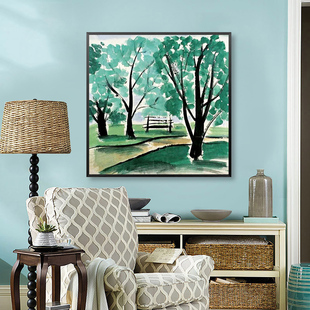 品都 林风眠山水树林风景diy数字油画手绘填色客厅玄关卧室装饰画