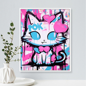 现代简约抽象彩绘猫咪diy数字油画手工手绘填色涂鸦客厅装 饰挂画