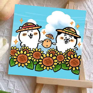 卡通自嘲熊nagano鼹鼠薯饼八哥老头狗diy数字油画填色家居装饰画