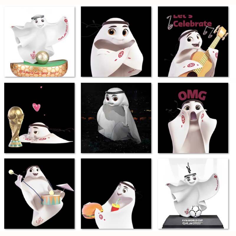 世界杯足球卡塔尔吉祥物周边 diy数字油画手绘填色家居酒店装饰画