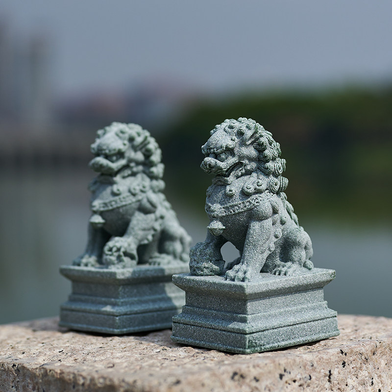 石狮子石雕石头小狮子摆件雕刻一对门口家用看门小号景观中国中式