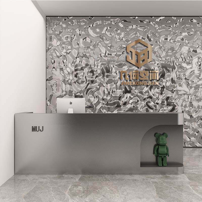 美容美发店不锈钢收银台小型服装店吧台简约现代公司前台接待柜台