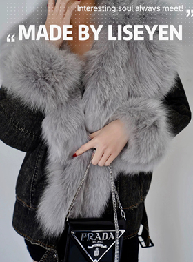 LISEYEN设计师 狐狸毛羽绒内胆 碳灰色 库存1 清仓价
