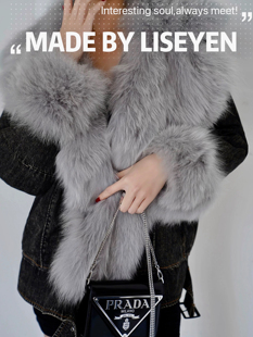 LISEYEN设计师 狐狸毛羽绒内胆 碳灰色 库存1 清仓价