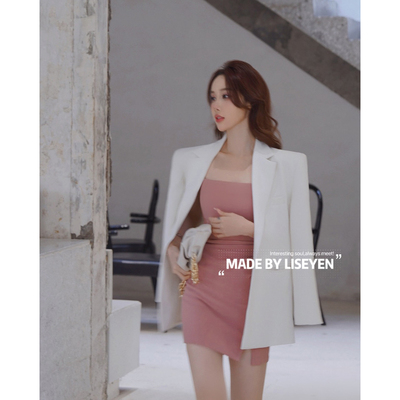 LISEYEN收腰包臀吊带纯色