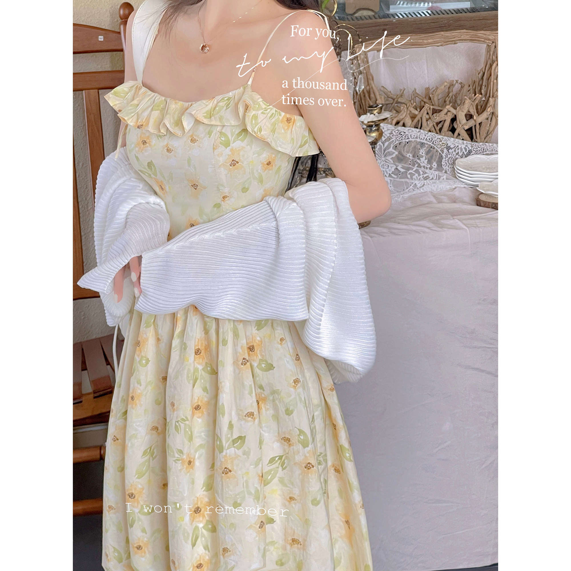 liseyen设计师原创手绘花色洛可可碎花连衣裙 库存16