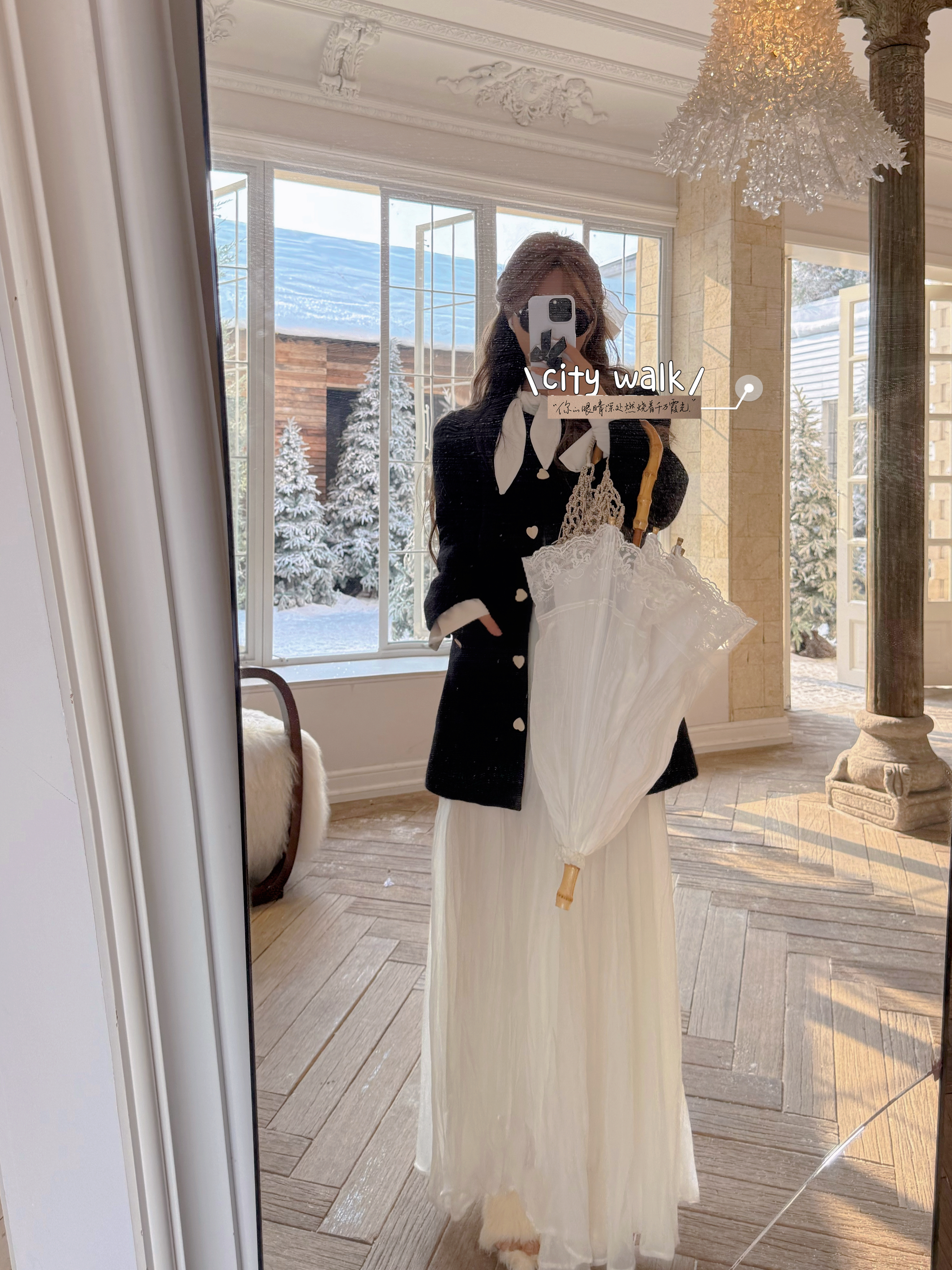 LISEYEN设计师原创巴黎画映 羊毛赫本风套装女外套内搭裙子三件套