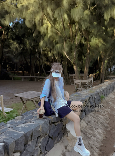 LISEYEN设计师款 橙黄 天空蓝 透气凉爽轻薄衬衫宽松休闲POLO上衣