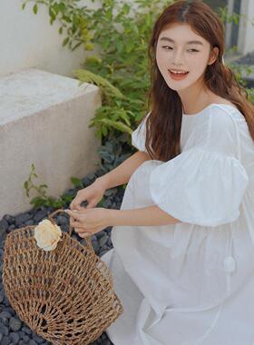 LISEYEN设计师原创 夏秋白色立体郁金香裙 炒鸡多用料~
