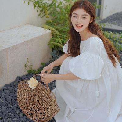 LISEYEN设计师原创 夏秋白色立体郁金香裙 炒鸡多用料~