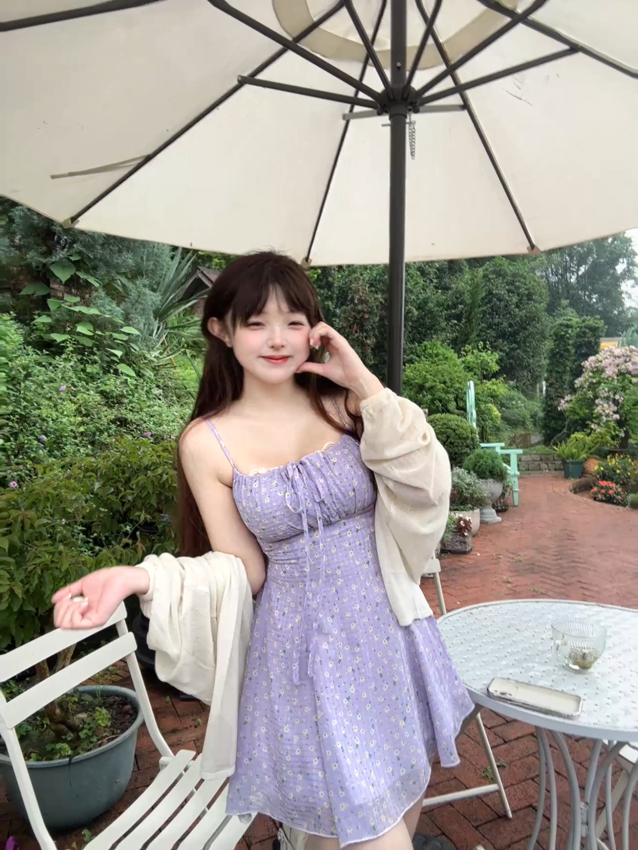 茄茄西米原创[轻轻紫矜]紫色碎花甜美清新温柔纯欲吊带裙女夏