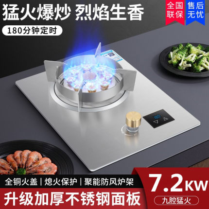 不锈钢大火力猛火单灶燃气煤气家用定时天然气液化气嵌入式台式炉