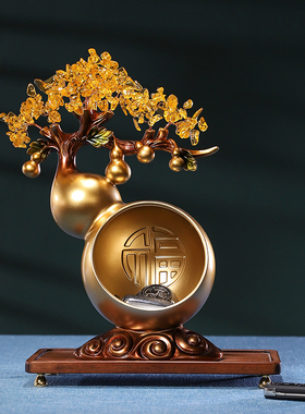 新中式钥匙收纳摆件玄关餐边柜客厅茶几五福葫芦树吉祥装饰品文玩