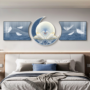 现代轻奢床头装饰画卧室背景墙挂画高级感主卧房间壁画简约客厅画