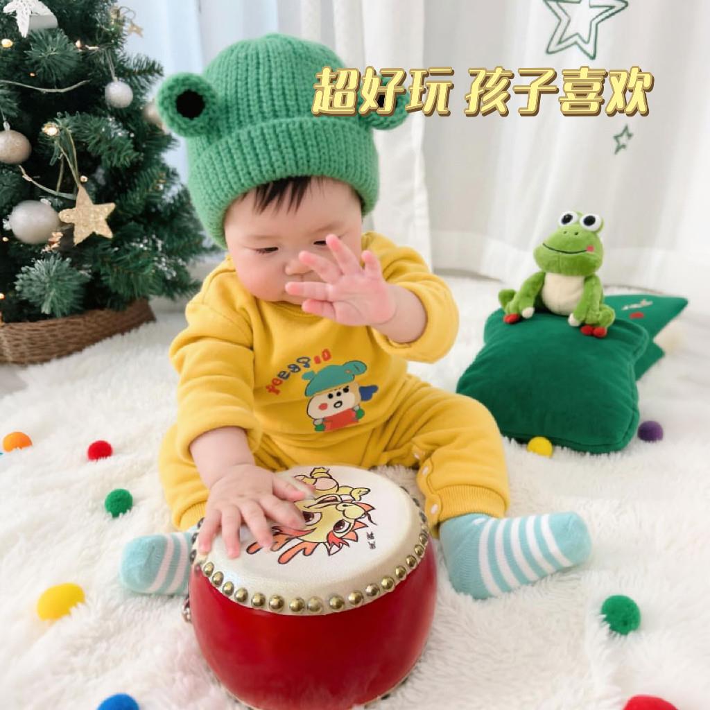 牛皮鼓小鼓儿童鼓堂鼓幼儿园打击乐器玩具十二生肖手敲鼓手打大鼓