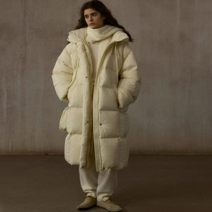 HELLO SEPTEMBER冬季新款连帽泡芙羽绒服外套长款直身内背M9385
