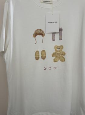 make家mmt新款T恤纯棉时尚印花韩系可爱短袖上衣宽松显瘦百搭圆领