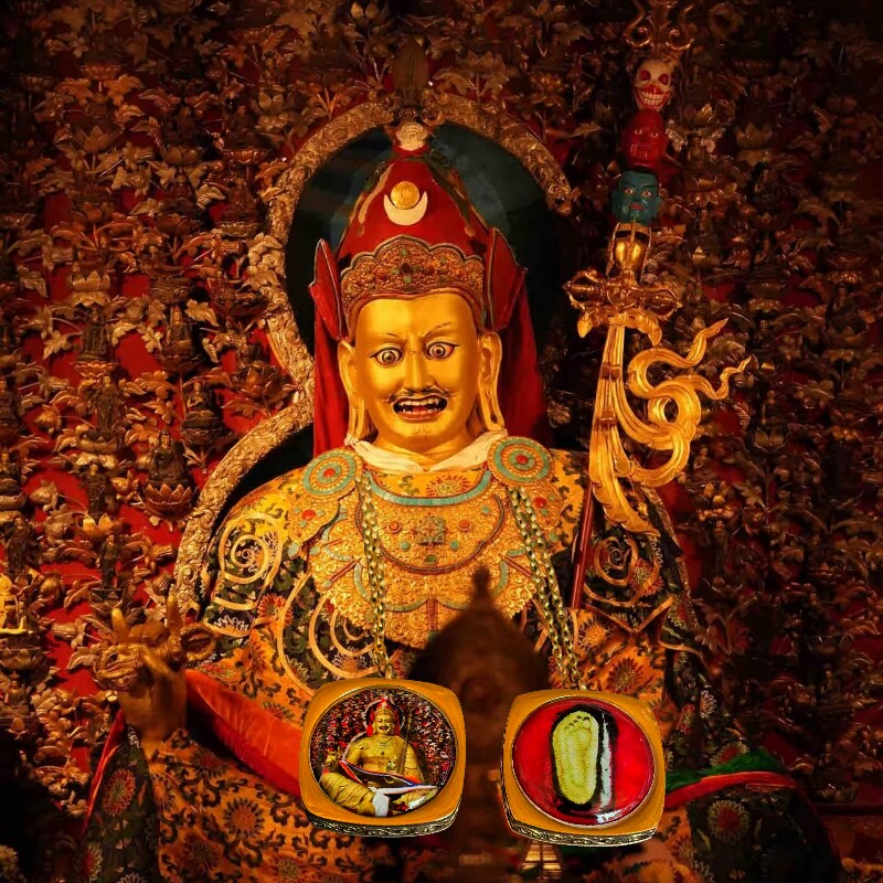 西藏桑耶请购愤怒 莲师吊坠项链 背面莲师脚印钛钢材质拉萨直发