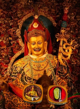 西藏桑耶请购愤怒 莲师吊坠项链 背面莲师脚印钛钢材质拉萨直发