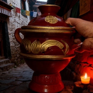 西藏传统手工制作陶土炉线香炉香插香盒香炉香插香盒拉萨直发大号